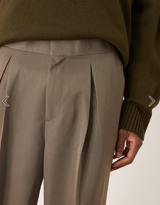 ASOS DESIGN smart wide leg trousers with front inverted pleats and elasticated waistband in mink