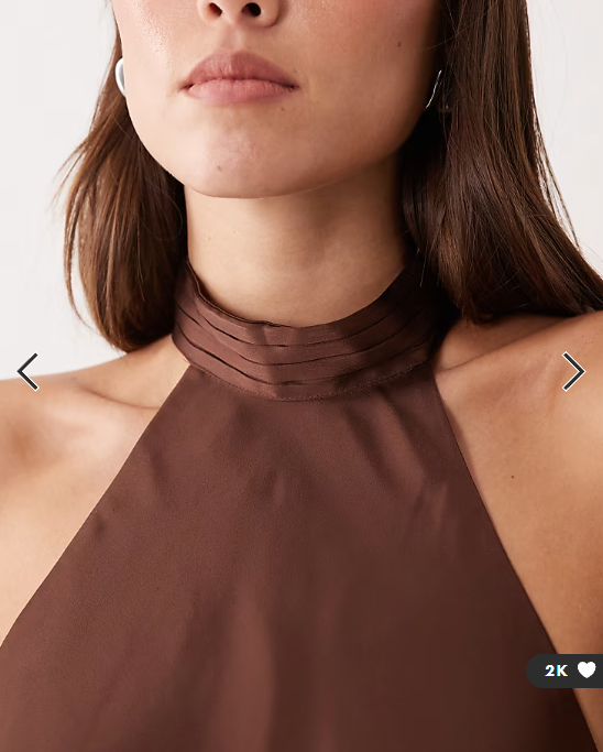 Vila halter neck backless satin maxi dress in chocolate brown