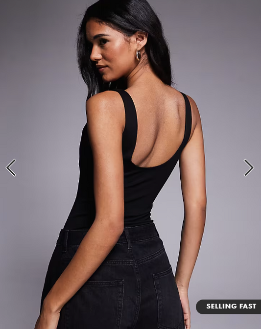ASOS DESIGN layered cupped bodysuit in black
