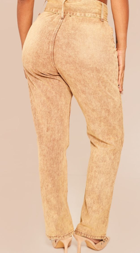 Plt - Shape Brown Washed Denim Zip Bum Low Rise Flare Jeans