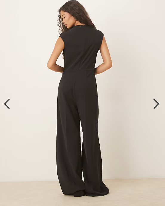 Mango cap sleeve belted jumpsuit in black