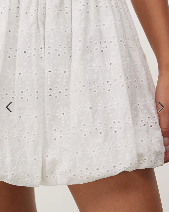 COLLUSION bandeau broderie mini dress in white