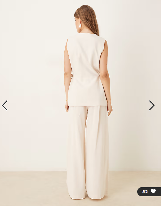 ASOS DESIGN linen blend tie waist trouser co ord in ivory