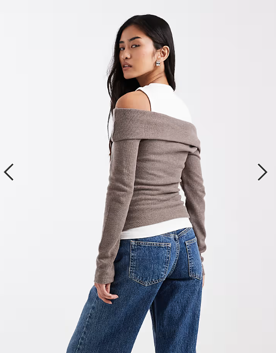 ASOS DESIGN supersoft double layer fallen shoulder top