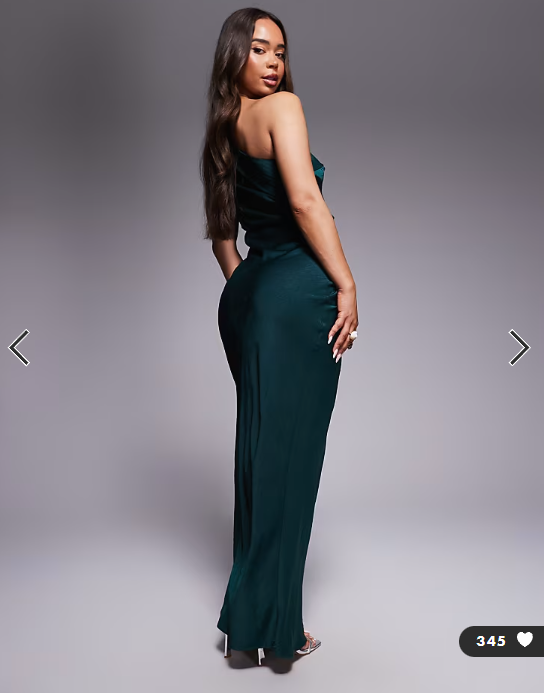 Asos - one shoulder satin knot detail maxi dress in dark green