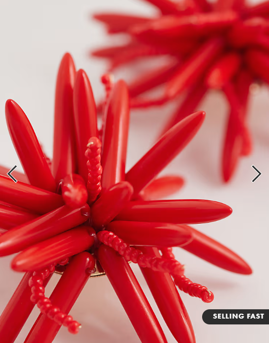 ASOS DESIGN statement red flower earrings