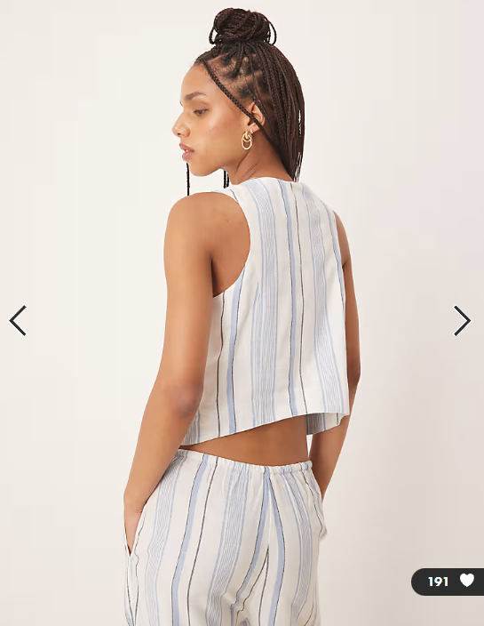 Iisla & Bird tie front beach top co-ord in light blue stripe