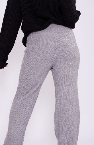 Plus Grey Marl Knit Wide Leg Trouser