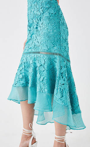 Organza Hem and Sleeves Lace Dress