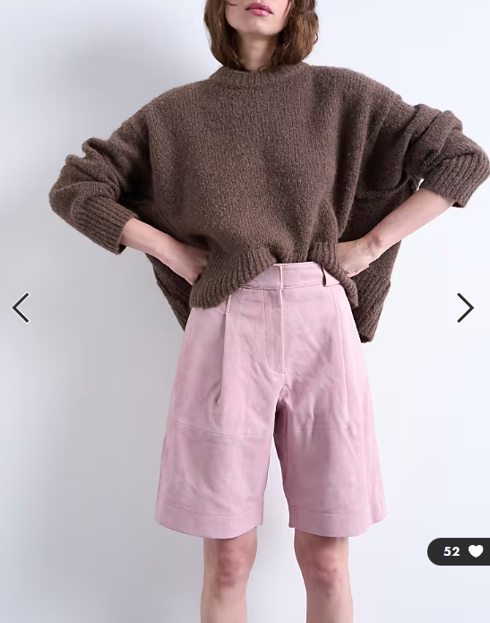 Topshop premium real suede longline shorts in pink