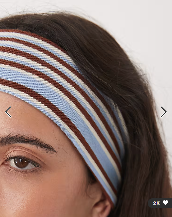 ASOS DESIGN striped jersey headband in blue and brown