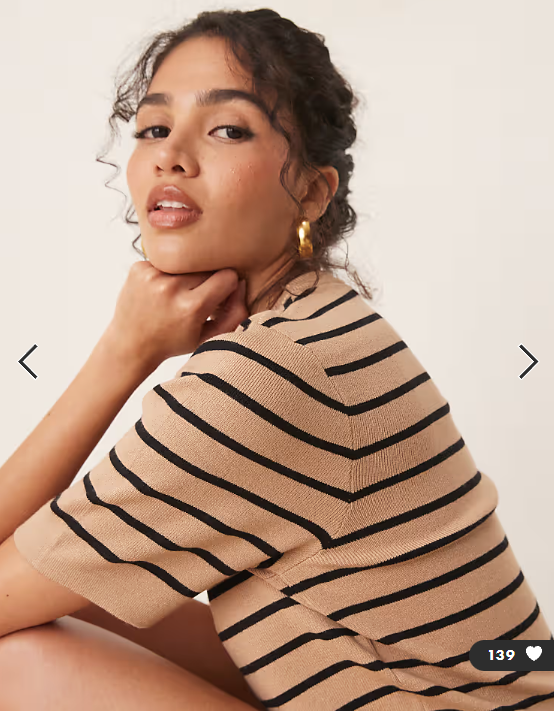 Brave Soul Co-ord short sleeve knitted t-shirt in tan and black stripe