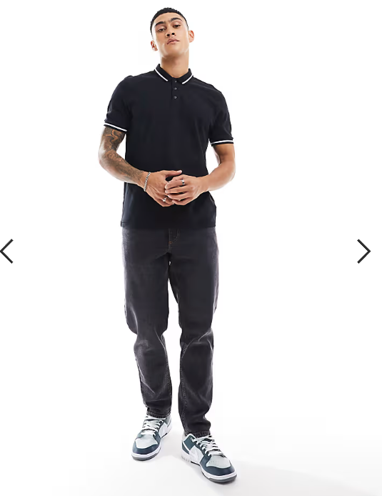 New Look tipped polo in black