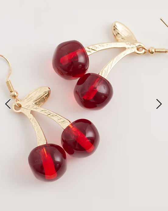Accessorize resin cherry drop earrings in red