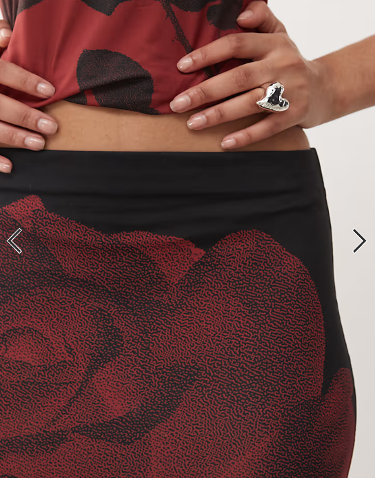 COLLUSION low rise maxi skirt with red bloom print co-ord