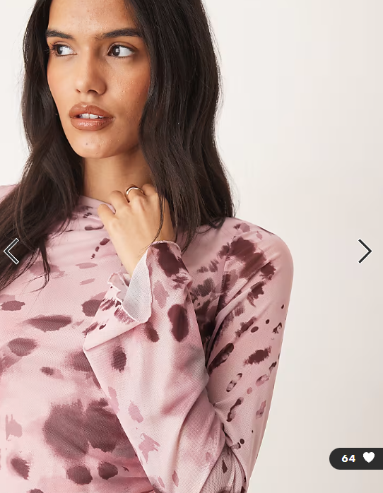 JJXX long sleeve mesh top in pink print