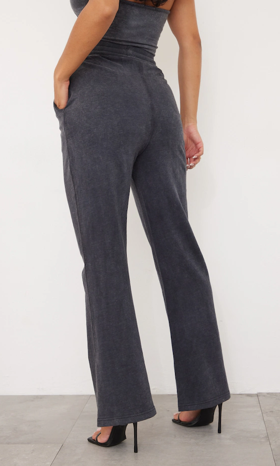 Charcoal Grey Washed Flared Sweatpants