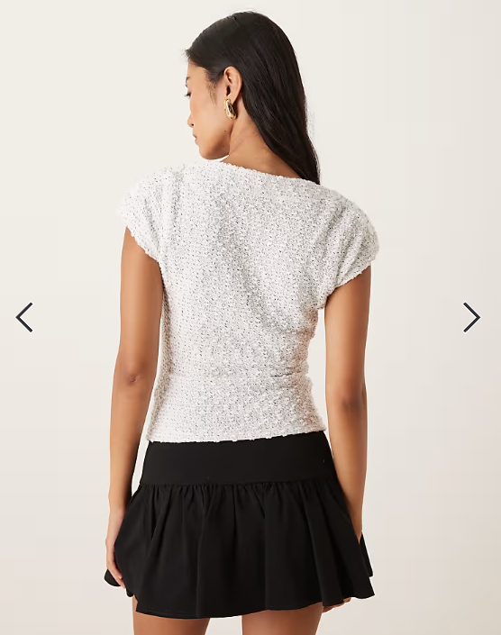 ASOS DESIGN textured boucle button detail boat neck tank in ivory