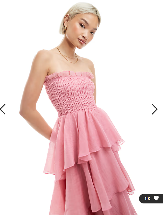 Vero Moda shirred bodice tiered ruffle hem maxi dress in pink