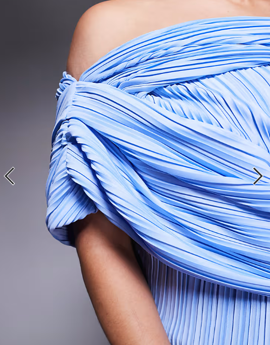 ASOS DESIGN Curve plisse drape shoulder maxi dress with wrap skirt in pastel blue
