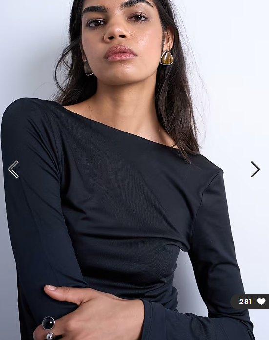 Topshop slinky scoop back long sleeve top in black