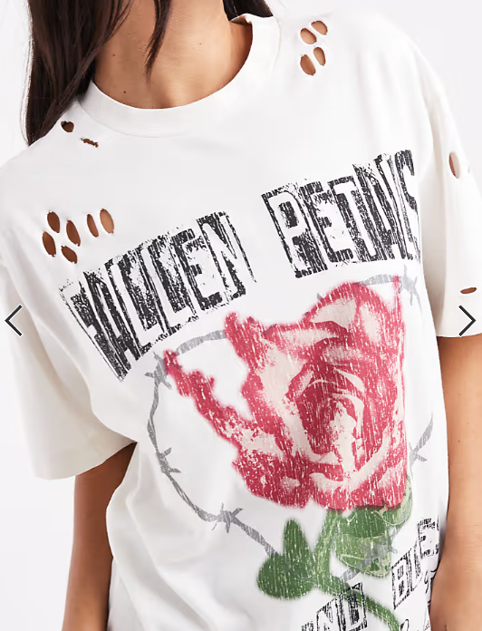 ASOS DESIGN Oversized T-shirt with rose graphic in cream