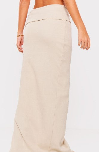 Beige Column Floor Length Skirt