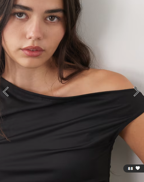 Weekday asymmetric shoulder top in black