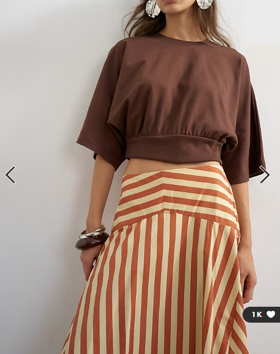 Topshop drop waist full circle maxi skirt in buttermilk stripe