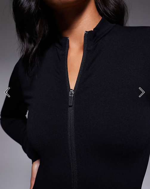4505 Petite seamless zip front all-in-one in black