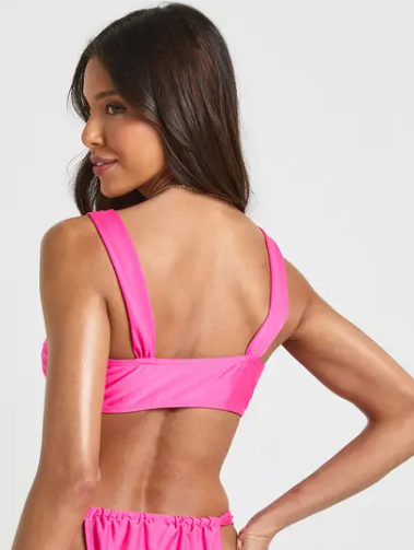 boohoo Plunge Knot Detail Bikini Top