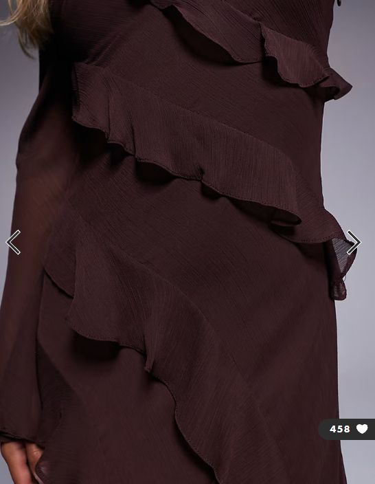 Forever New Petite chiffon ruffle bell sleeve maxi dress in chocolate