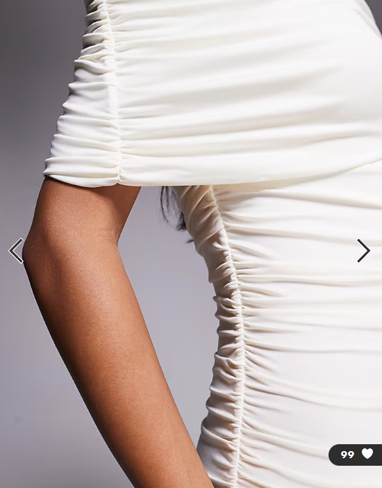 Aria Cove slinky asymmetric shoulder ruched detail bodycon mini dress in cream