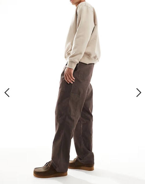 ASOS DESIGN baggy pull on cargo trousers in brown