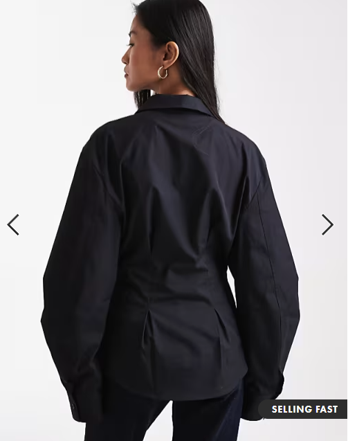 ASOS DESIGN wrap shirt with cocoon sleeve in black