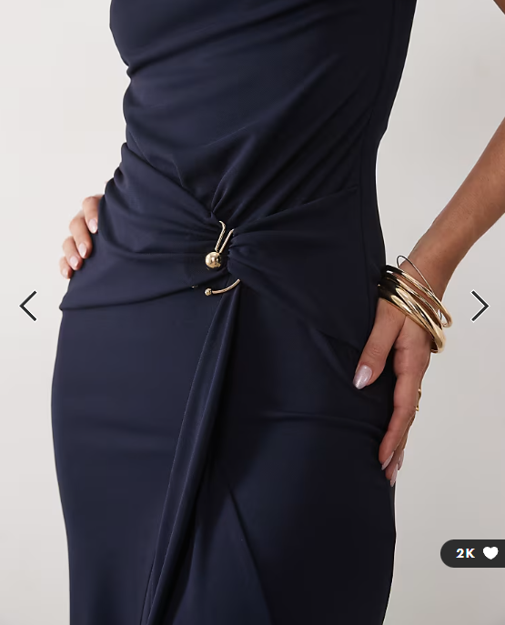 ASOS DESIGN high neck drape maxi dress with trim detail in navy