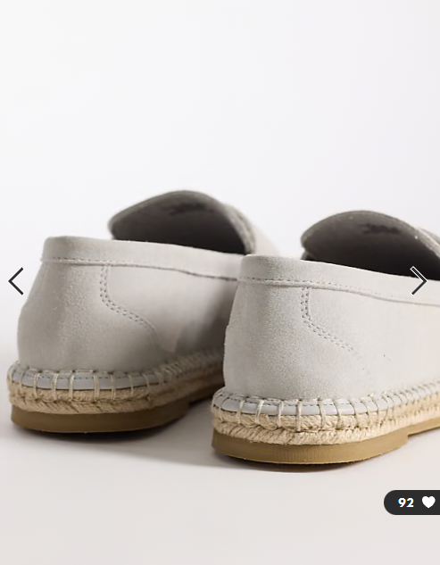 ASOS DESIGN penny loafer espadrilles in grey suede
