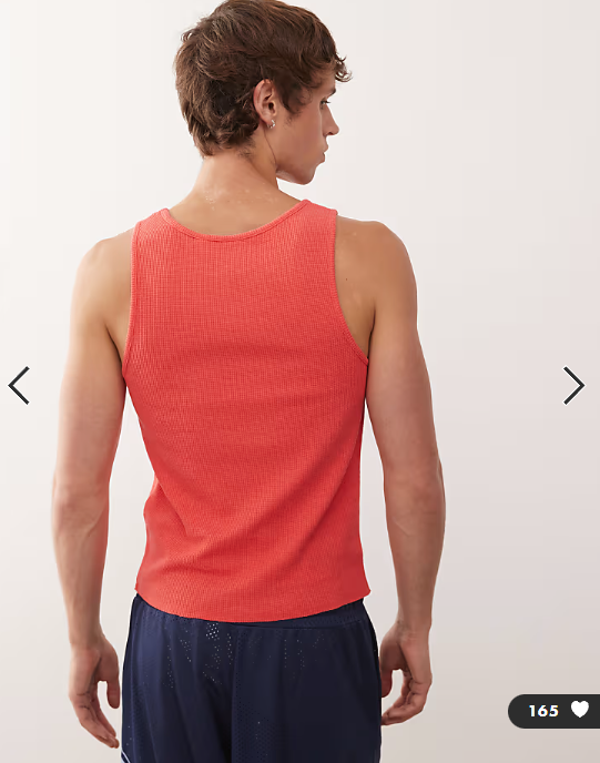 COLLUSION Ribbed muscle vest in red.