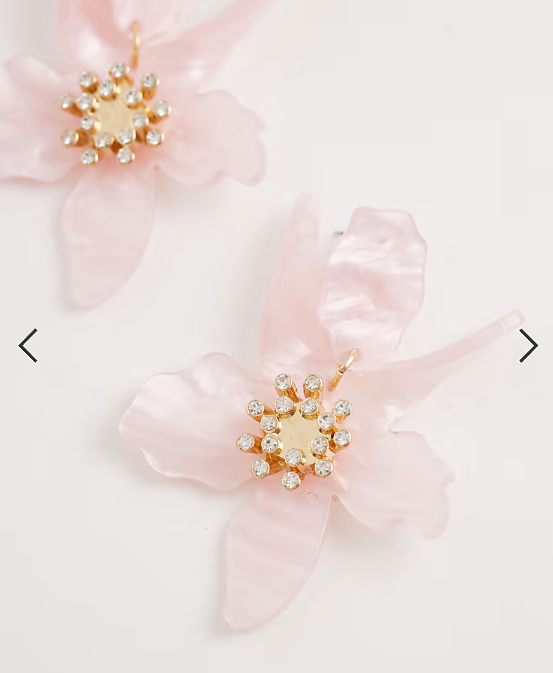 Kaiia exclusive resin diamante detail drop flower earrings in pink