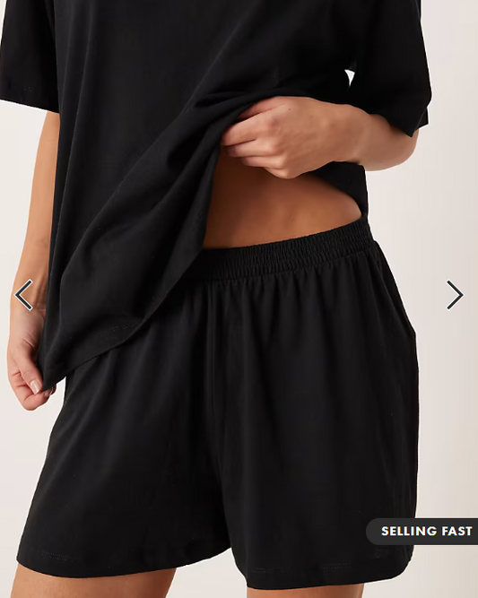 ASOS DESIGN mix & match cotton pyjama short in black
