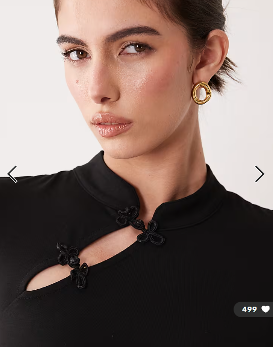 ASOS DESIGN mandarin collar cap sleeve with split detail mini dress in black
