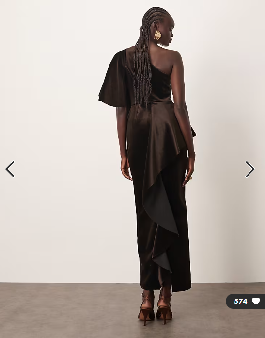 ARRANGE one shoulder velvet bodice maxi dress in chocolate