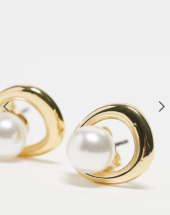 Pieces drop pearl and stud 2 pack earrings in gold