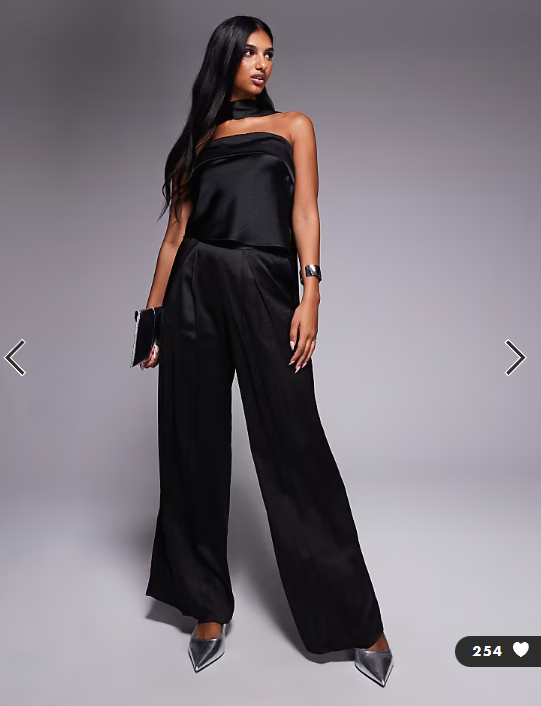 TFNC bandeau top with neck scarf detail in black