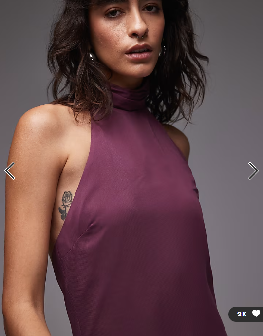 ASOS DESIGN chiffon high neck halter maxi dress in plum