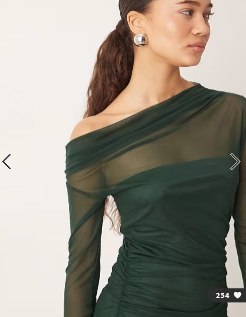 Mango asymmetric long sleeve maxi dress in forest green