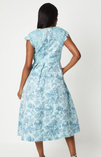 Jacquard And Lace Midaxi Dress