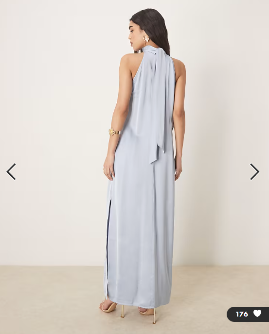 VILA halterneck maxi dress with tie neck in pastel blue