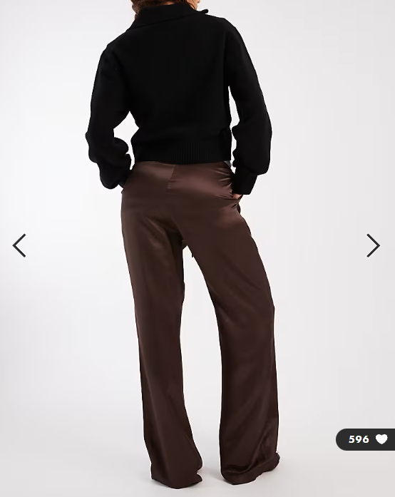 ASOS DESIGN satin wide leg pull on trouser in chocolate