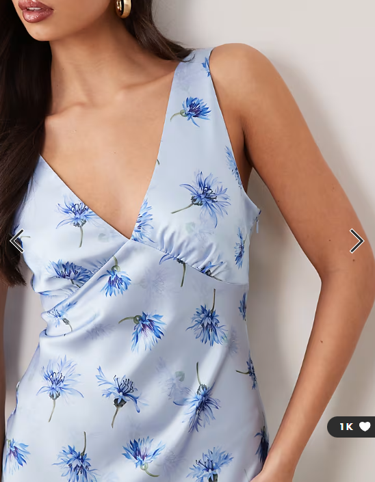 Gina Tricot sleeveless satin maxi dress in blue flower print